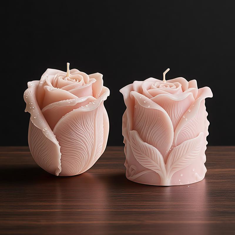 Rose Bud Candle Silicone Mold-Rose Flower Candle Mold-Rose Pillar Candle Mold-Valentine Rose Candle Mold-DIY Aromatherapy Plaster Mold