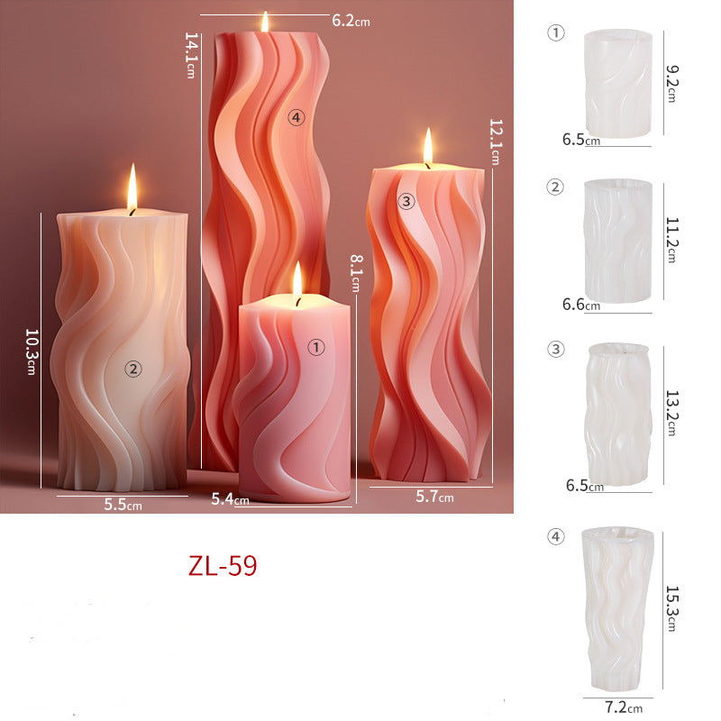 Wavy Cylinder Silicone Mold for Aromatherapy Candles, DIY Irregular Geometric Candle Mould