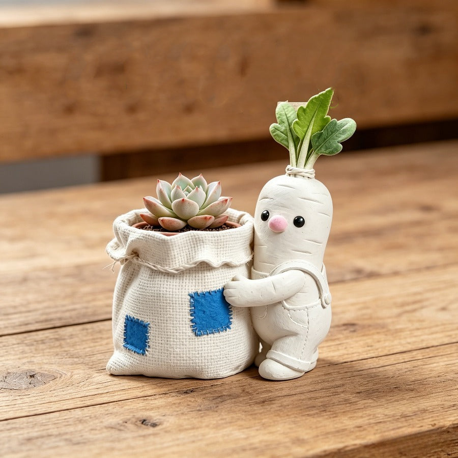 Silicone Turnip Doll Flower Pot Mold, DIY Gypsum Succulent Planter Mould for Plaster, Concrete, Candle Holder, Home Decor Craft