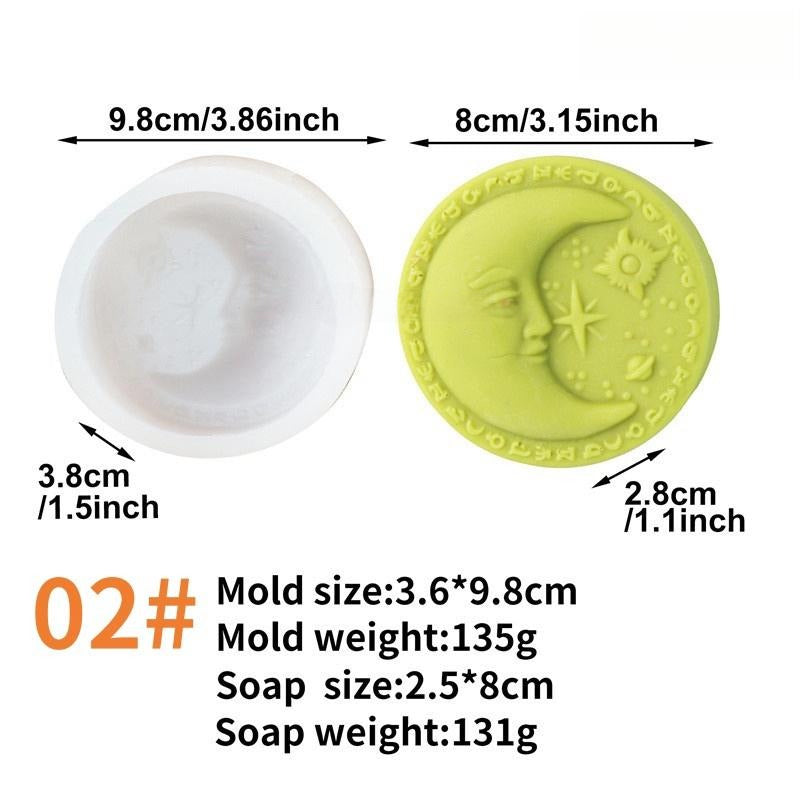 Embossed Moon Face Soap Silicone Mold-Sun Face Candle Mold-Round Fragrance Soap Mold-Essential Oil Soap Mold-DIY Chocolate/Jelly/Pastry Mold