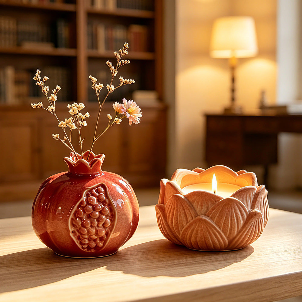 DIY Silicone Mold for Lotus Incense Burner & Pomegranate Shaped Vase, Resin Casting Mould for Flower Pot & Desktop Decor Handmade Ornaments