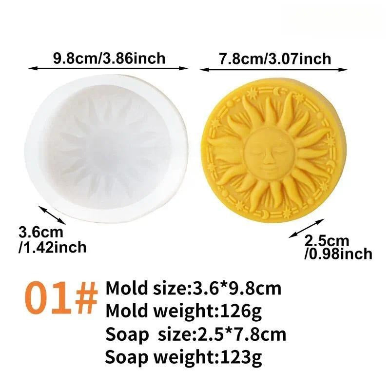 Embossed Moon Face Soap Silicone Mold-Sun Face Candle Mold-Round Fragrance Soap Mold-Essential Oil Soap Mold-DIY Chocolate/Jelly/Pastry Mold