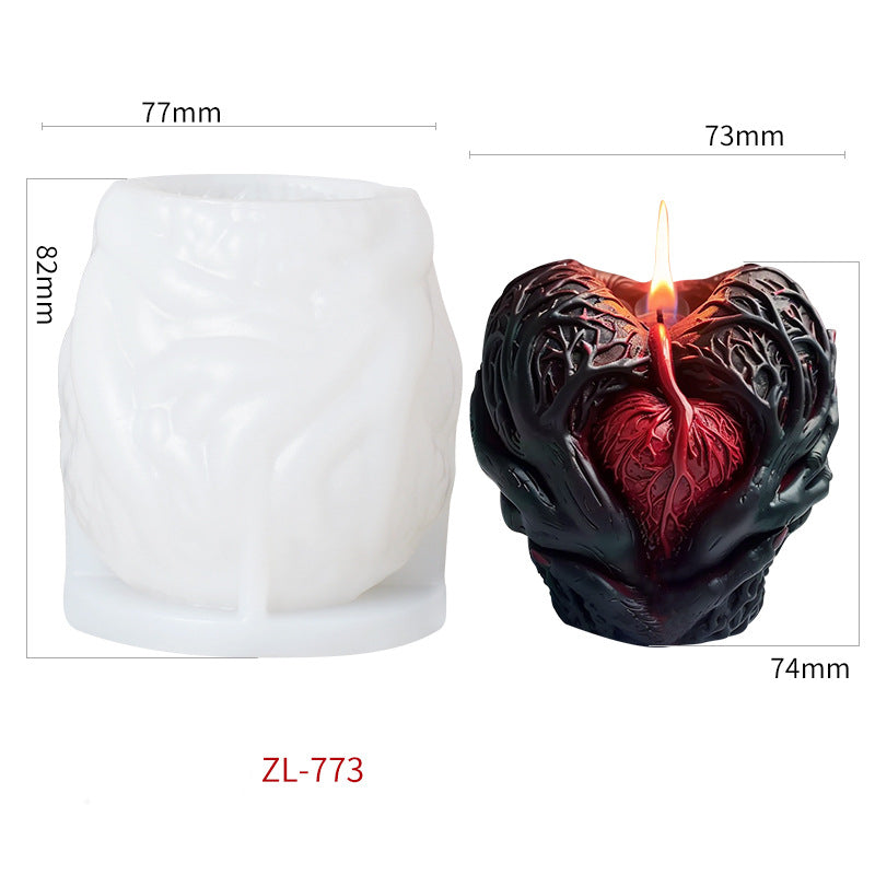 Halloween Hand Holding Heart Silicone Candle Mold, DIY Scary Horror Resin Ornament Mold for Aromatherapy Candle