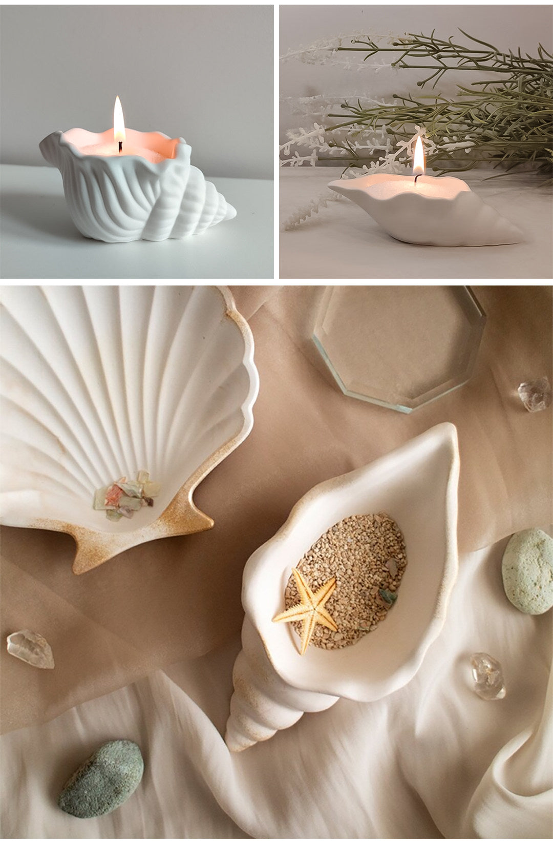 Conch Silicone Mold, DIY Handmade Mould for Epoxy Resin, Cement Aroma Gypsum Candle Cup & Storage Box