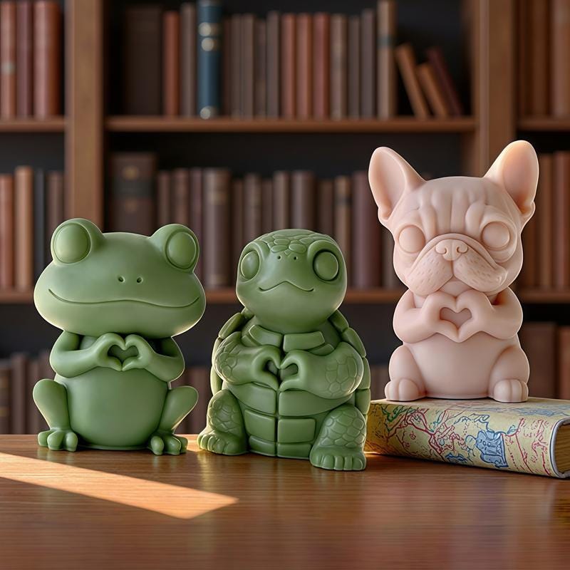 Funny Animal Candle Mold-Turtle Bulldog Candle Mold-Tree Frog Candle Silicone Mold-DIY Aromatherapy Plaster Mold