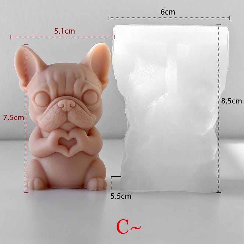 Funny Animal Candle Mold-Turtle Bulldog Candle Mold-Tree Frog Candle Silicone Mold-DIY Aromatherapy Plaster Mold