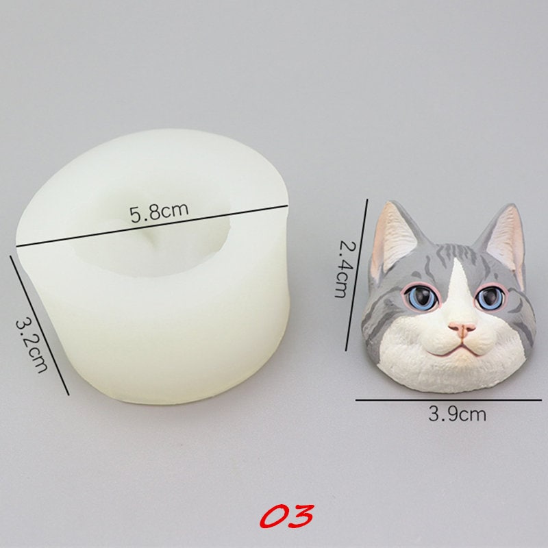 Cute Cat Head Silicone Mold-Animal Cat Resin Mold-Pet Ragdoll Cat Keychain Mold-Cat Fondant Cake Decor Mold-Scented Plaster Cat Mold