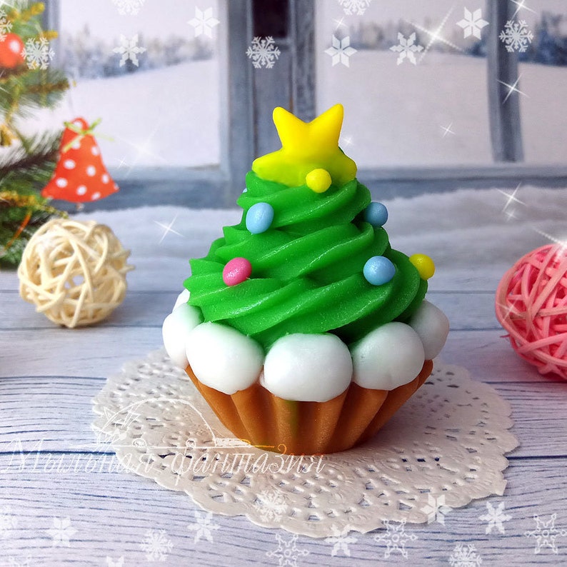 Cupcake Christmas tree Silicone Soap Mold - for soap making, candle making, Craft & Hobby