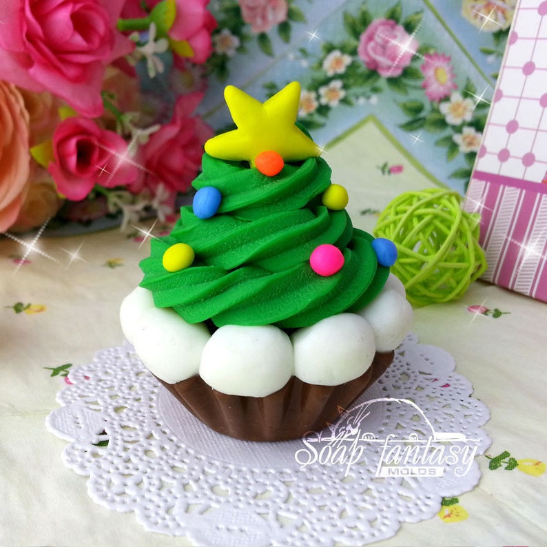 Cupcake Christmas tree Silicone Soap Mold - for soap making, candle making, Craft & Hobby