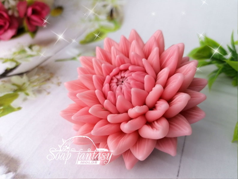 Chrysanthemum "Elissa" Silicone soap mold, candle mold for Craft & Hobby