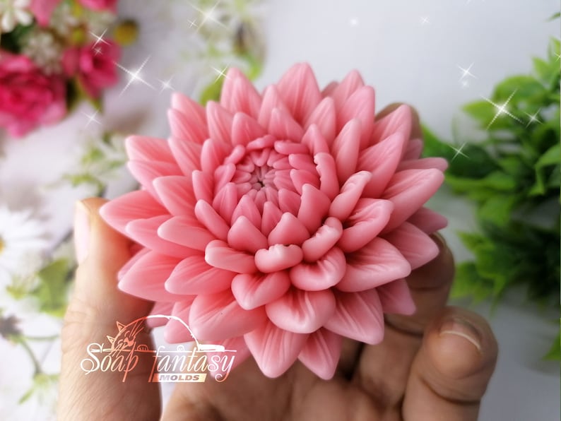 Chrysanthemum "Elissa" Silicone soap mold, candle mold for Craft & Hobby