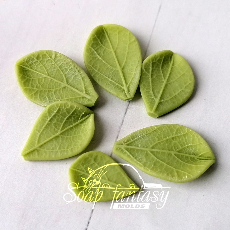 Flat 3D leafs set (6 pieces) Silicone Soap Mold - for soap making, Craft & Hobby