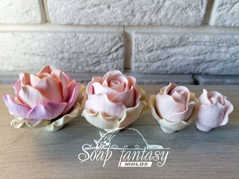 Custom silicone mold Medium rose "Estelle" for Soap making, Candle making, Craft & Hobby