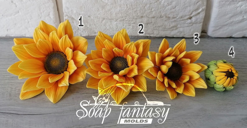 Custom silicone mold Sunny Sunflowers 1-2 - Soap Molds, Candle Molds for DIY & Crafts