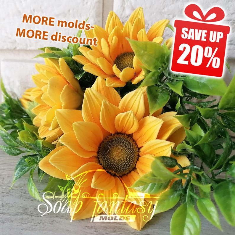 Custom silicone mold Sunny Sunflowers 1-2 - Soap Molds, Candle Molds for DIY & Crafts