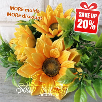 Custom silicone mold Sunny Sunflowers 1-2 - Soap Molds, Candle Molds for DIY & Crafts