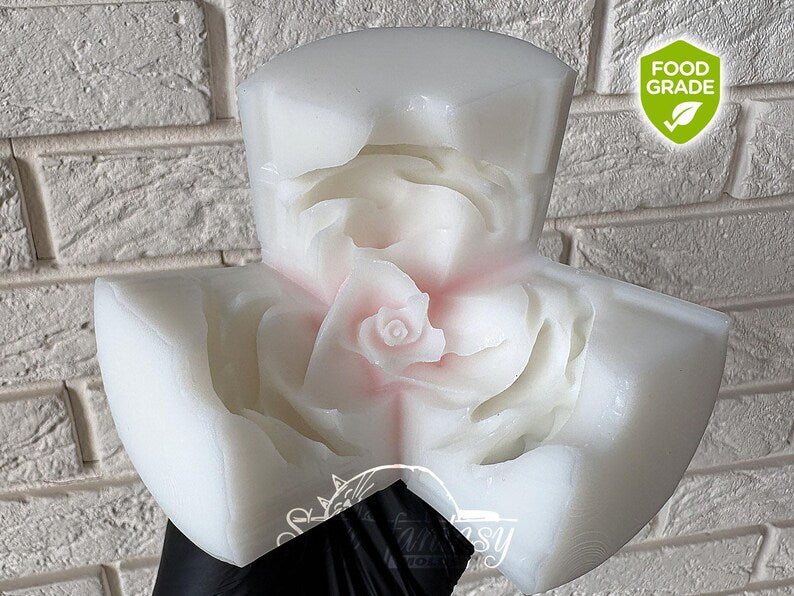 Large Rose Silicone Mold «Estelle» for Marshmallow Flowers, Marshmallow Rose Mold, Food Grade Mold