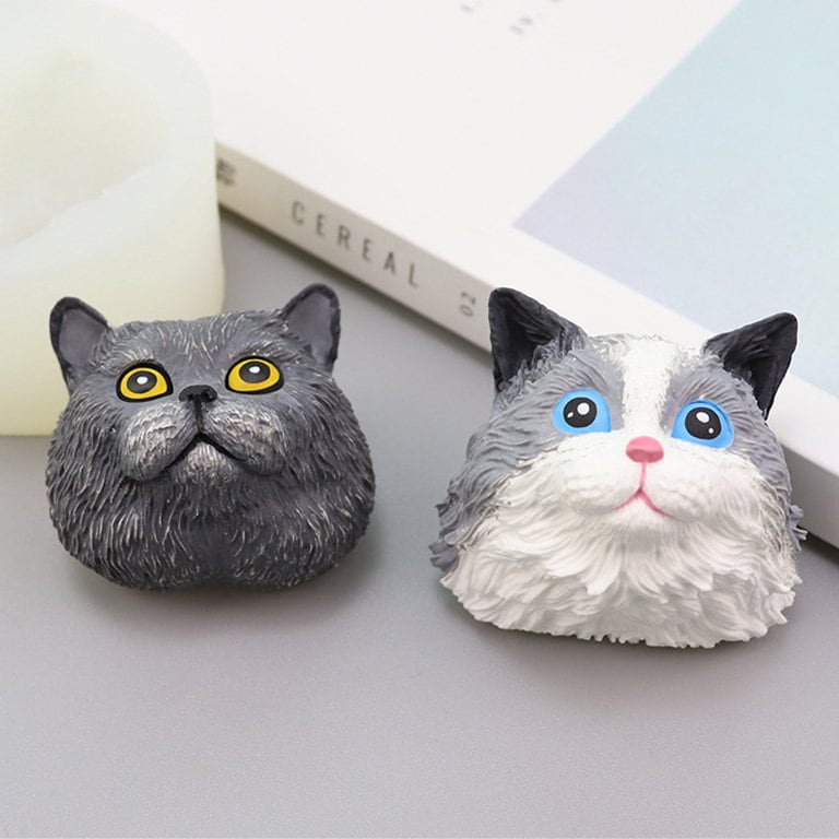 Cute Cat Head Silicone Mold-Animal Cat Resin Mold-Pet Ragdoll Cat Keychain Mold-Cat Fondant Cake Decor Mold-Scented Plaster Cat Mold