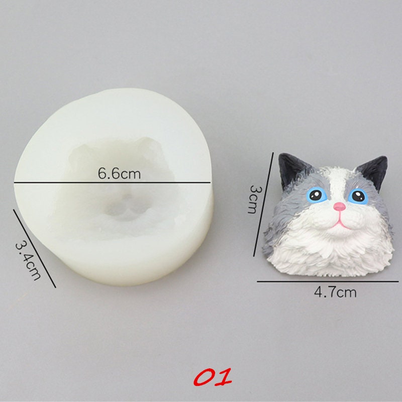 Cute Cat Head Silicone Mold-Animal Cat Resin Mold-Pet Ragdoll Cat Keychain Mold-Cat Fondant Cake Decor Mold-Scented Plaster Cat Mold