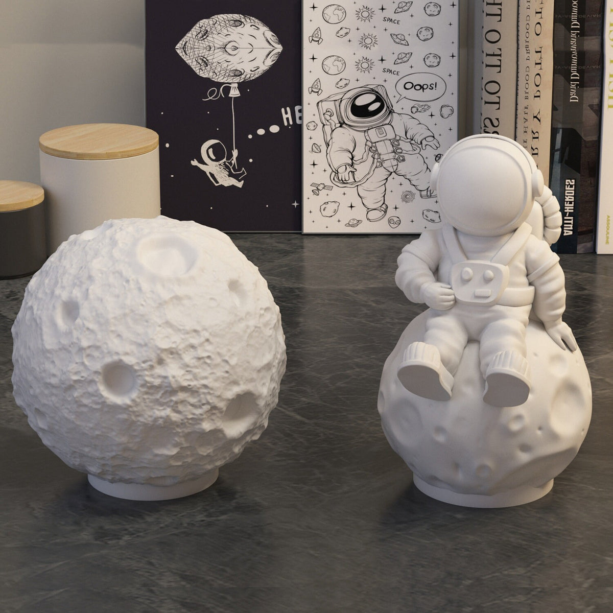 Astronaut Animal Silicone Mold-Cute Astronaut Keychain Resin Mold-Space Rocket Mold-Concrete Planet Moon Mold-DIY Micro Landscape Decor Mold