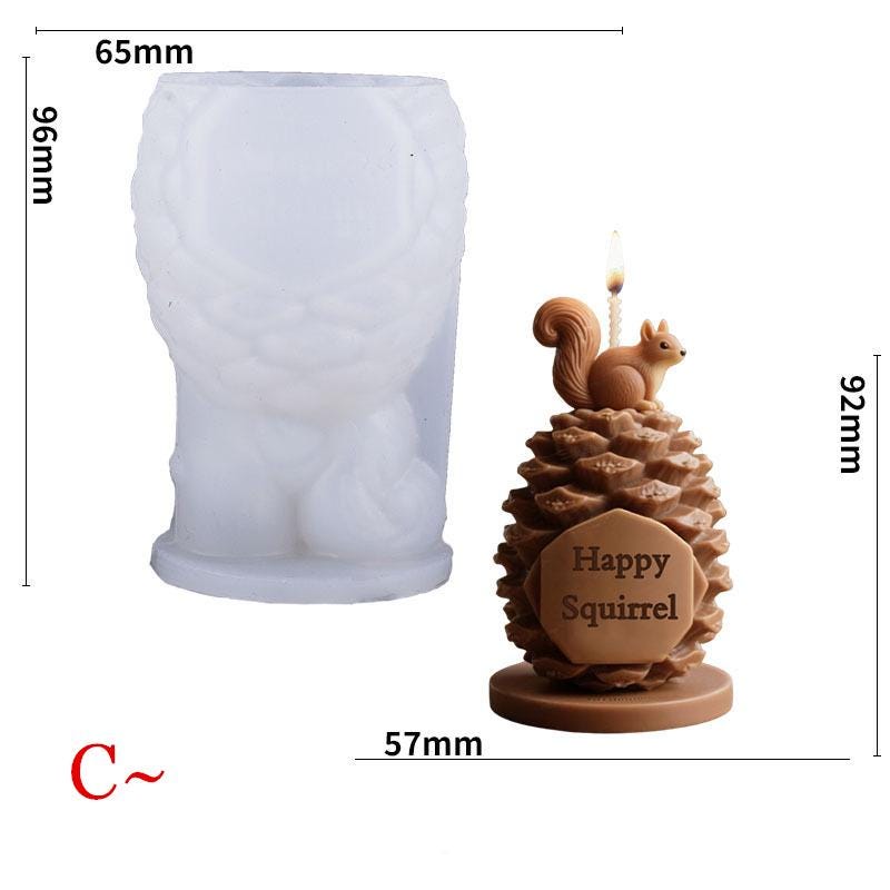Christmas Candle Silicone Mold-Christmas Apple Candle Mold-Squirrel Pine Cone Candle Mold-Bell Gift Box Candle Mold-Soy Wax Candle Mold