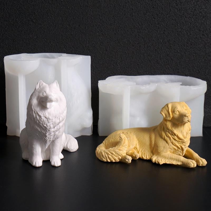 3D dog candle silicone mold-Golden Retriever/Samoyed plaster concrete ornament mold-Scented candle mold-Fragrance stone mold-Chocolate Mold