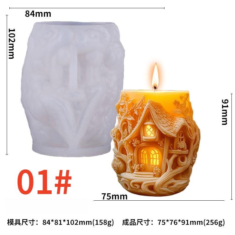 Fairytale house candle silicone mold-forest cabin candle mold-Christmas candle mold-fragrance plaster mold-DIY Cabin ornaments concrete mold