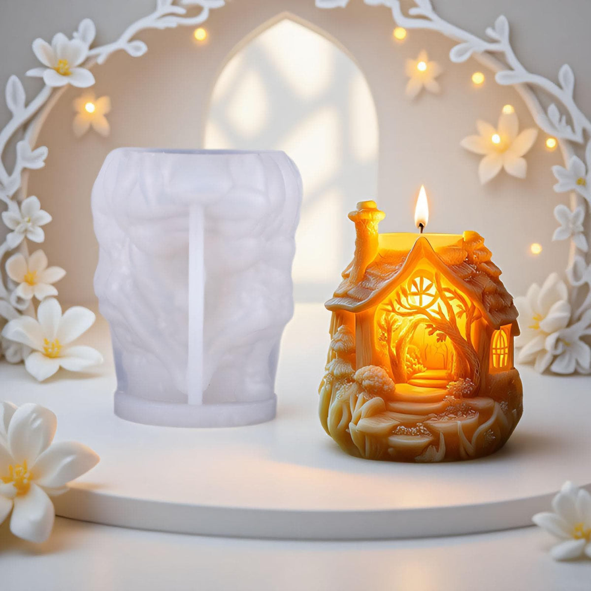 Fairytale house candle silicone mold-forest cabin candle mold-Christmas candle mold-fragrance plaster mold-DIY Cabin ornaments concrete mold