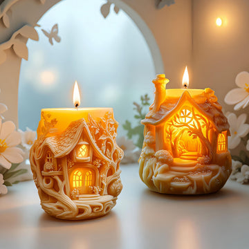 Fairytale house candle silicone mold-forest cabin candle mold-Christmas candle mold-fragrance plaster mold-DIY Cabin ornaments concrete mold