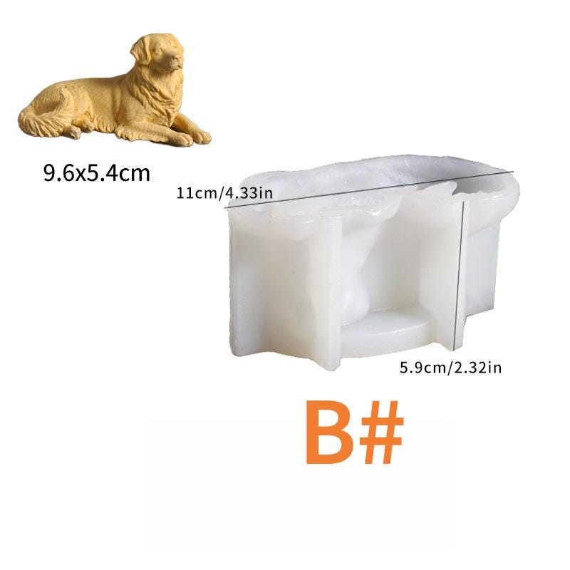 3D dog candle silicone mold-Golden Retriever/Samoyed plaster concrete ornament mold-Scented candle mold-Fragrance stone mold-Chocolate Mold