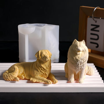 3D dog candle silicone mold-Golden Retriever/Samoyed plaster concrete ornament mold-Scented candle mold-Fragrance stone mold-Chocolate Mold