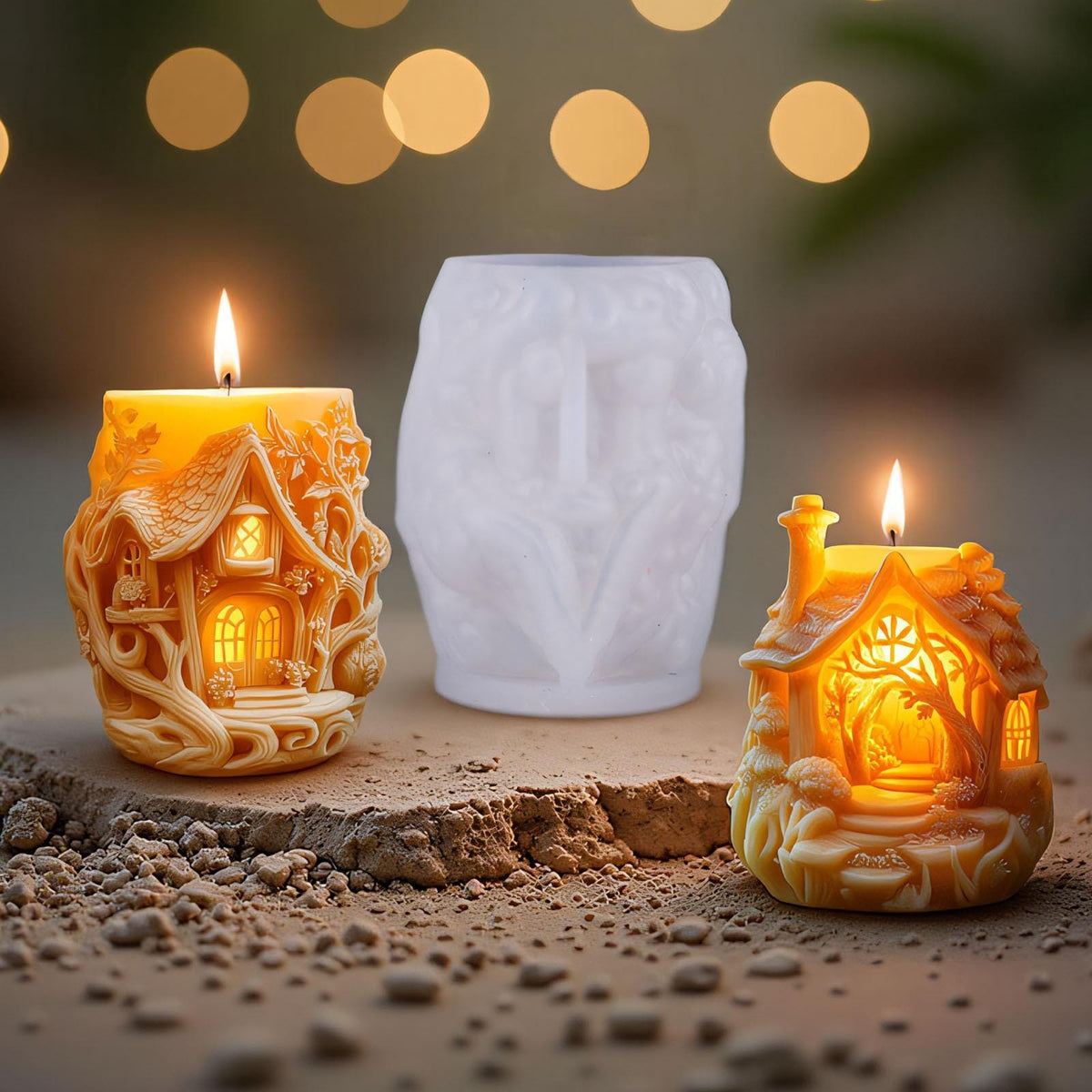 Fairytale house candle silicone mold-forest cabin candle mold-Christmas candle mold-fragrance plaster mold-DIY Cabin ornaments concrete mold