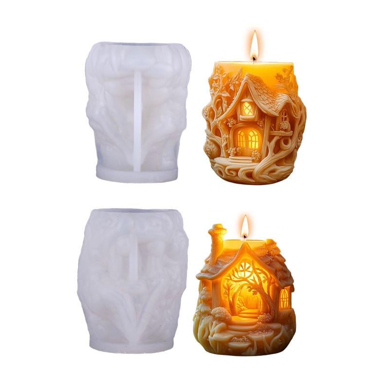 Fairytale house candle silicone mold-forest cabin candle mold-Christmas candle mold-fragrance plaster mold-DIY Cabin ornaments concrete mold