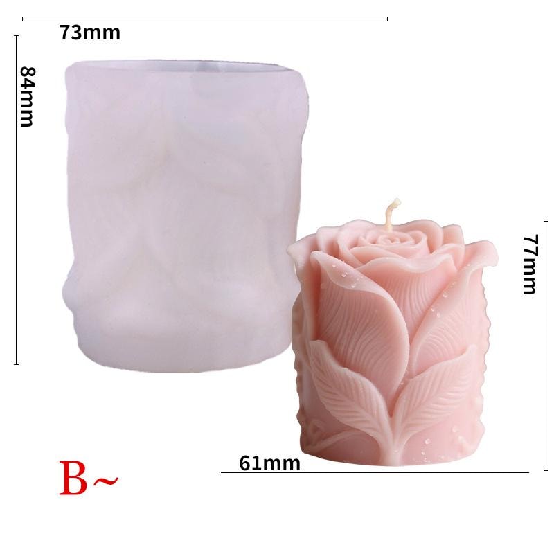 Rose Bud Candle Silicone Mold-Rose Flower Candle Mold-Rose Pillar Candle Mold-Valentine Rose Candle Mold-DIY Aromatherapy Plaster Mold