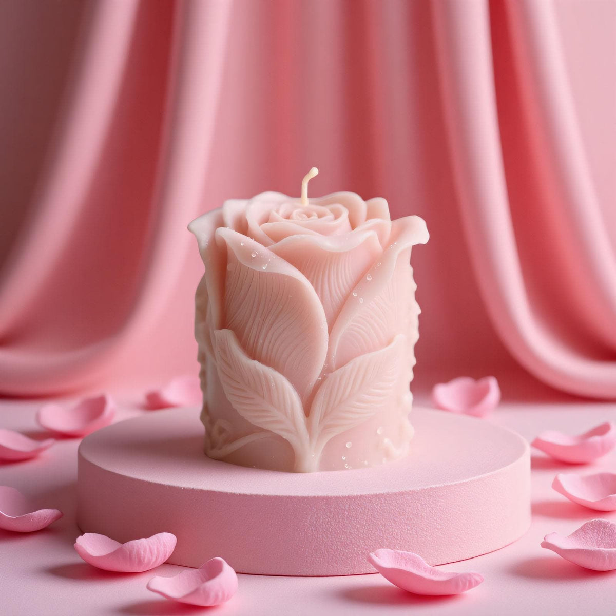 Rose Bud Candle Silicone Mold-Rose Flower Candle Mold-Rose Pillar Candle Mold-Valentine Rose Candle Mold-DIY Aromatherapy Plaster Mold