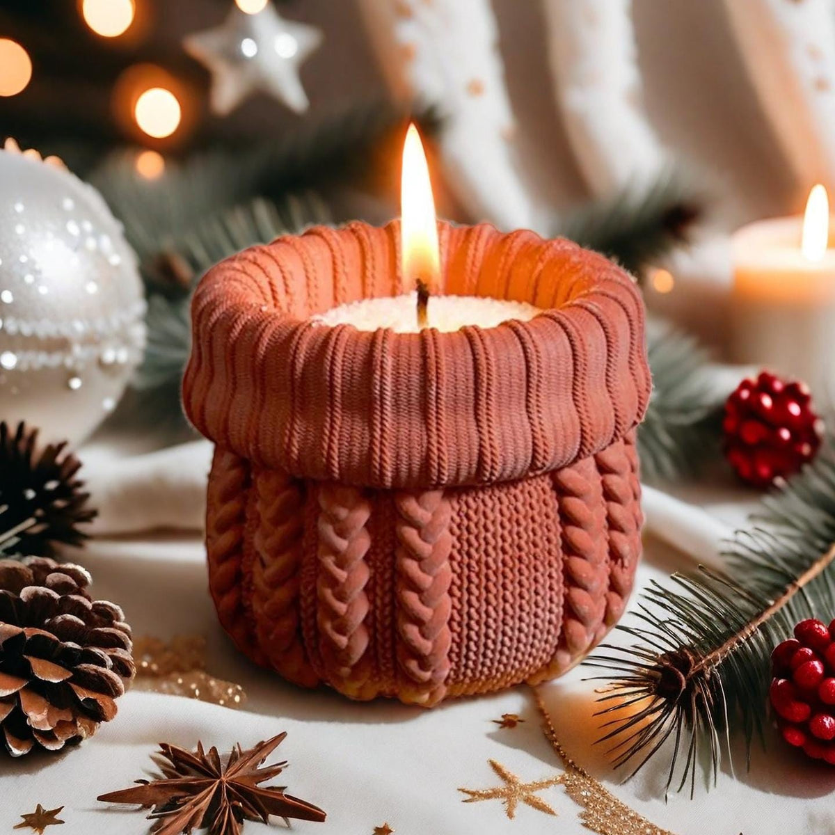 Knit Sweater Candle Jar Mold,Candle Box Mold,Container Plaster Mold Resin Mold,Concrete Planter Mold,Candle Vessel Silicone Casting Mold