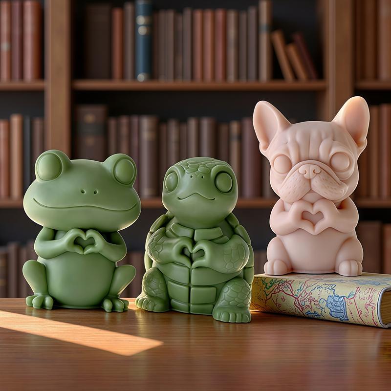 Funny Animal Candle Mold-Turtle Bulldog Candle Mold-Tree Frog Candle Silicone Mold-DIY Aromatherapy Plaster Mold
