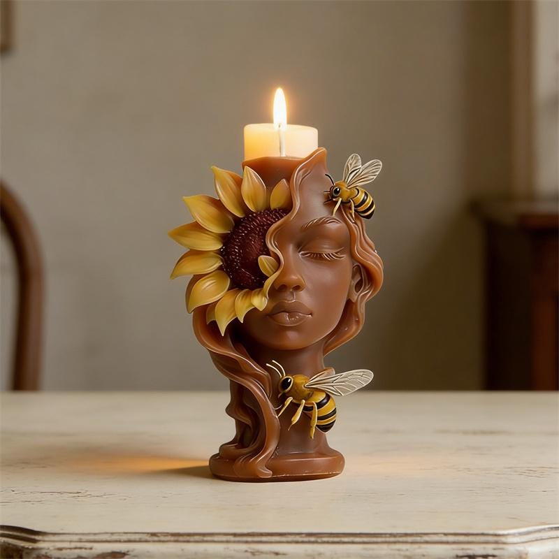Sunflower Goddess Candle Mold, Sculptural Woman Scented Candle Mold