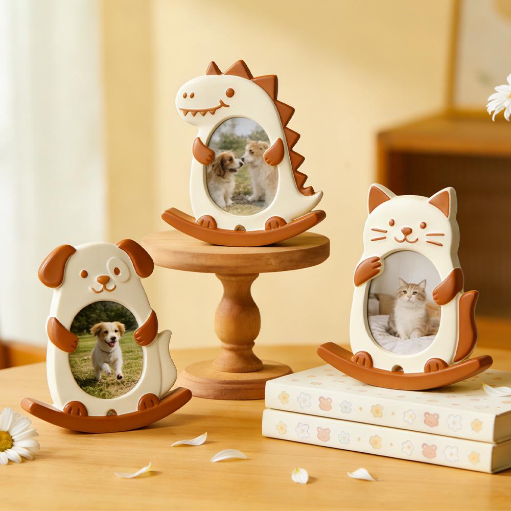 Resin Picture Frame Mold Puppy/Kitten/Dinosaur Silicone Molds for DIY Pets Personalised Picture Frame Epoxy Moulds Art Craft for Home Decor