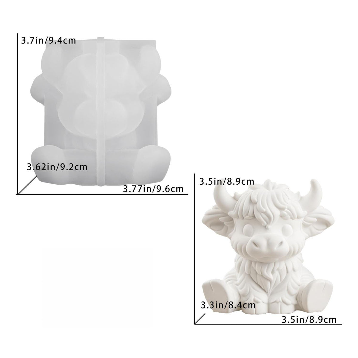 Highland Cow Silicone Mold-3D Highland Cattle Cow Resin Mold-Highland Yak Candle Mold-Jesmonite Aromatherapy Plaster Mold