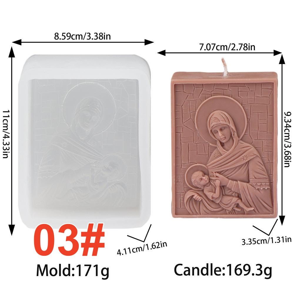 Holy Family Candle Silicone Mold-God/Our Lady/Child Pattern Soap Mold-DIY Essential Oil Soap Mold-Handmade Soap Mold-Pastry/Moon Cake Mold