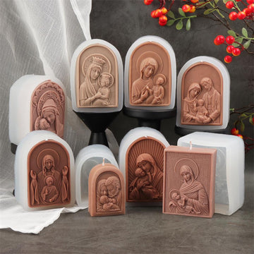 Holy Family Candle Silicone Mold-God/Our Lady/Child Pattern Soap Mold-DIY Essential Oil Soap Mold-Handmade Soap Mold-Pastry/Moon Cake Mold