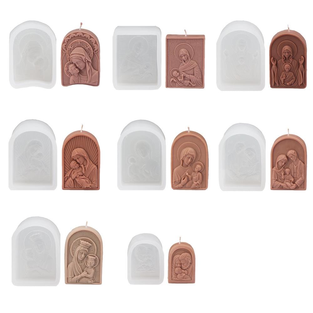 Holy Family Candle Silicone Mold-God/Our Lady/Child Pattern Soap Mold-DIY Essential Oil Soap Mold-Handmade Soap Mold-Pastry/Moon Cake Mold