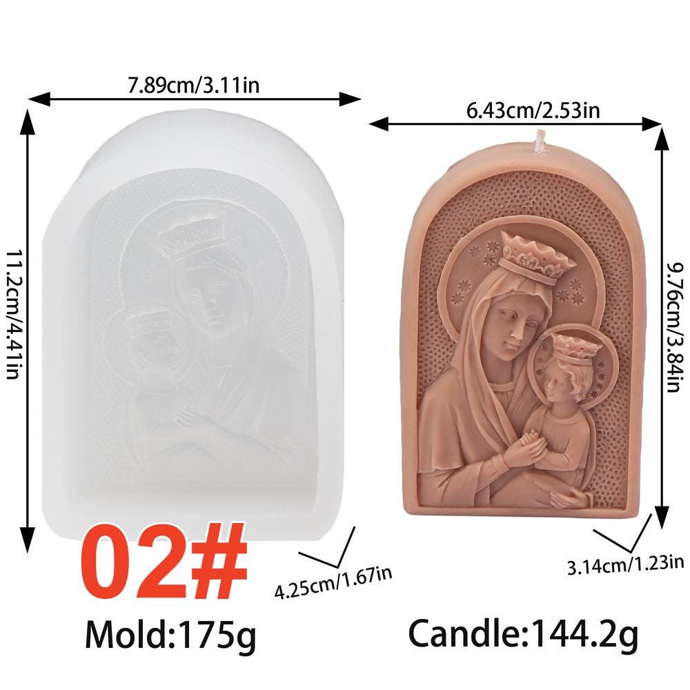 Holy Family Candle Silicone Mold-God/Our Lady/Child Pattern Soap Mold-DIY Essential Oil Soap Mold-Handmade Soap Mold-Pastry/Moon Cake Mold