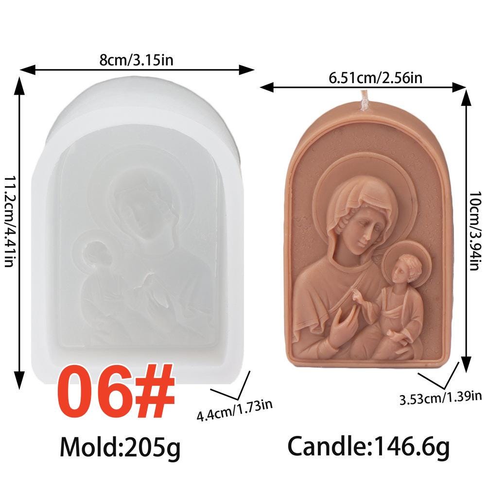 Holy Family Candle Silicone Mold-God/Our Lady/Child Pattern Soap Mold-DIY Essential Oil Soap Mold-Handmade Soap Mold-Pastry/Moon Cake Mold