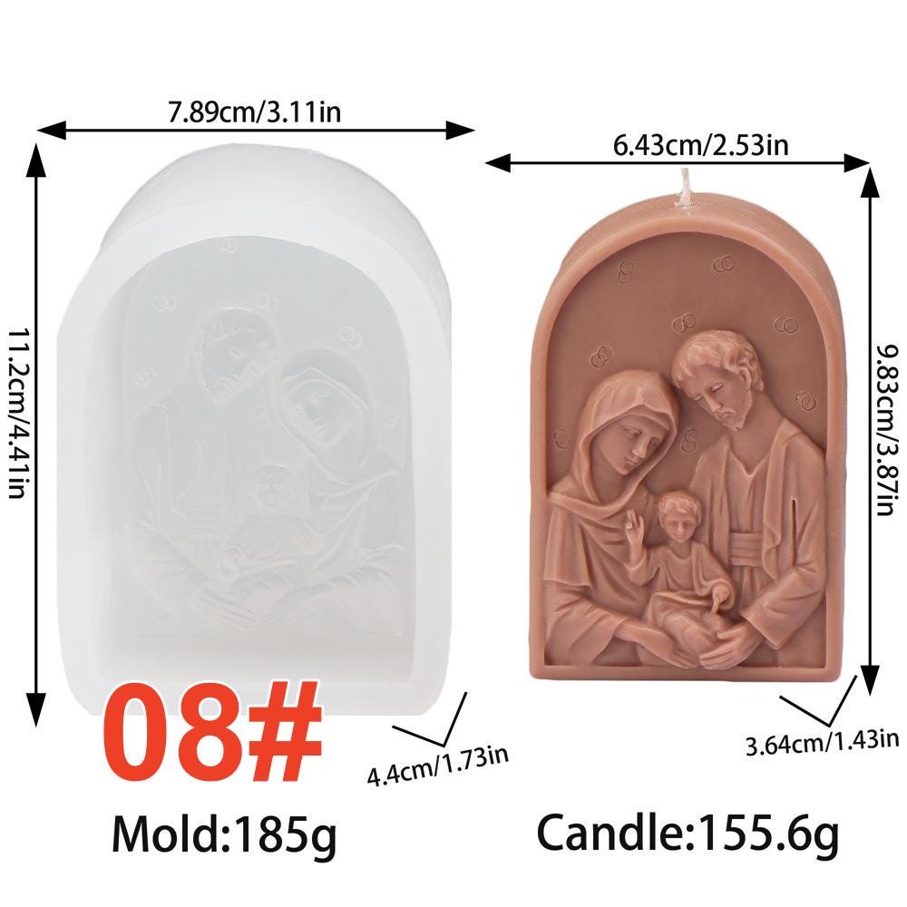 Holy Family Candle Silicone Mold-God/Our Lady/Child Pattern Soap Mold-DIY Essential Oil Soap Mold-Handmade Soap Mold-Pastry/Moon Cake Mold