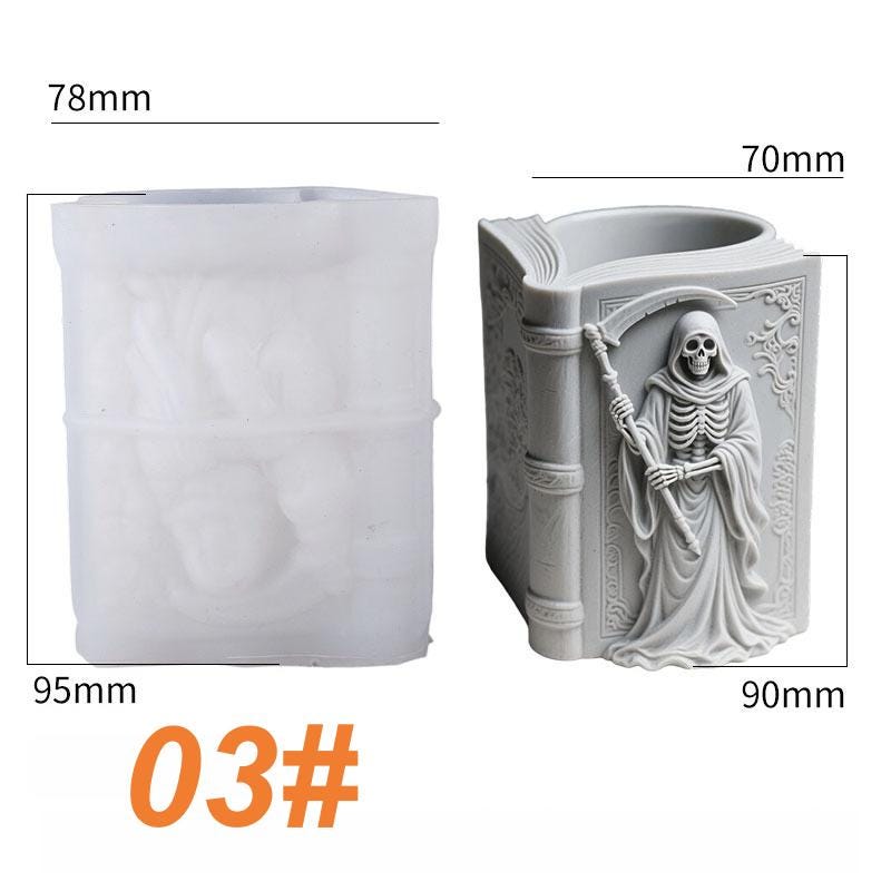 Witch flower pot silicone molds-Halloween Candle jar/cup/vessel plaster concrete raysin molds-Embossed Crow Pattern Storage Jar Resin Mold