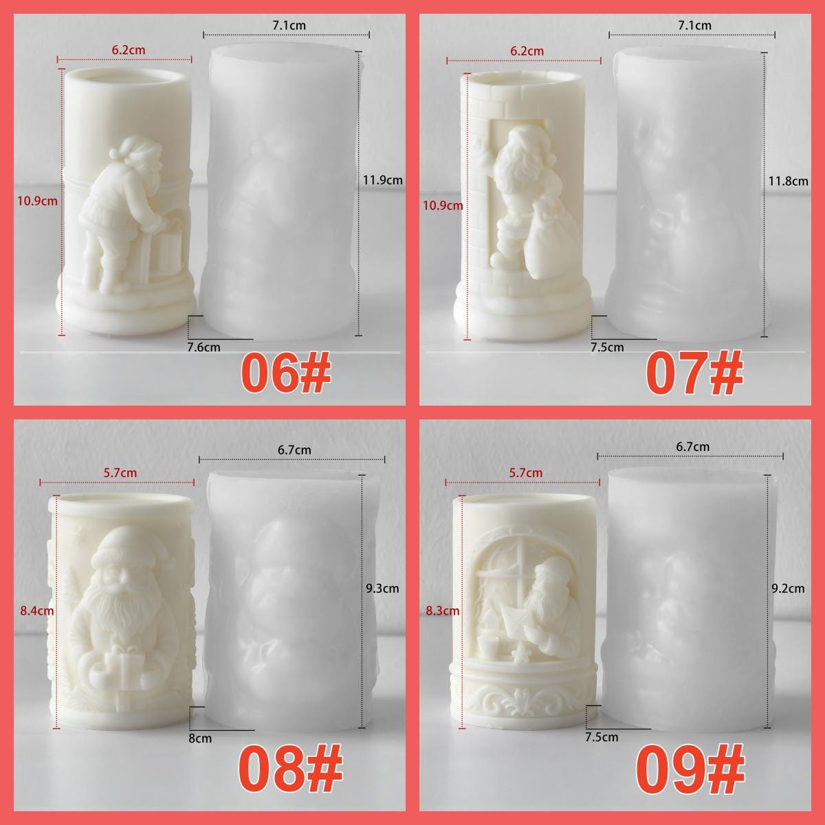 Elk Pillar Candle Silicone Molds-17 styles Christmas Candle Molds-Snowflake/Santa Claus/Pine Tree Pattern-Soy Wax Mold for DIY Candle Making