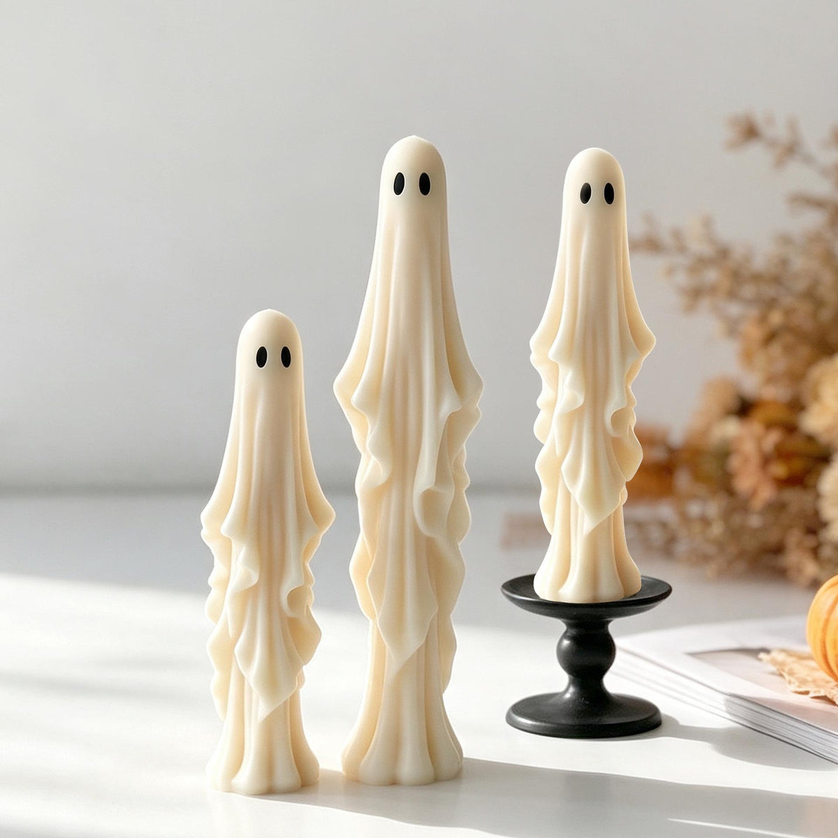 Ghost candle silicone mold-Halloween taper candle mold-Ghost long stick scented candle mold-Silicone wax mold for home decor candle making