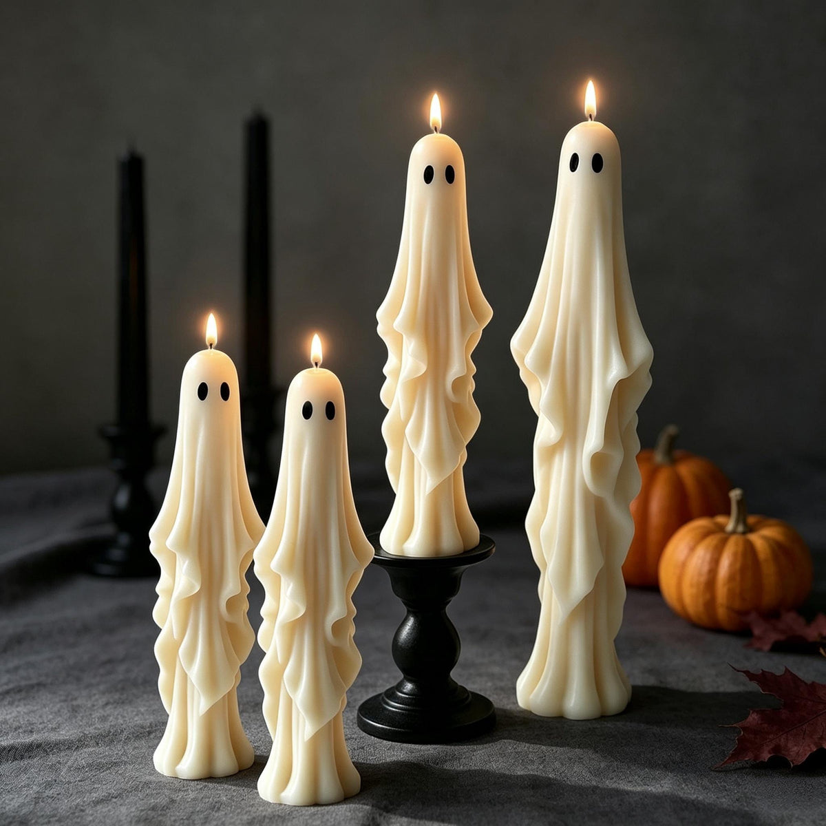 Ghost candle silicone mold-Halloween taper candle mold-Ghost long stick scented candle mold-Silicone wax mold for home decor candle making